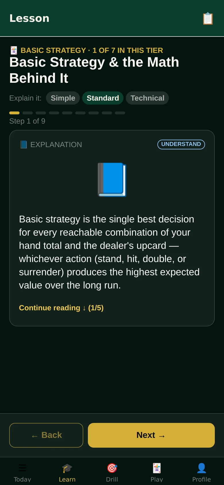 A lesson with an explain-at-three-levels control