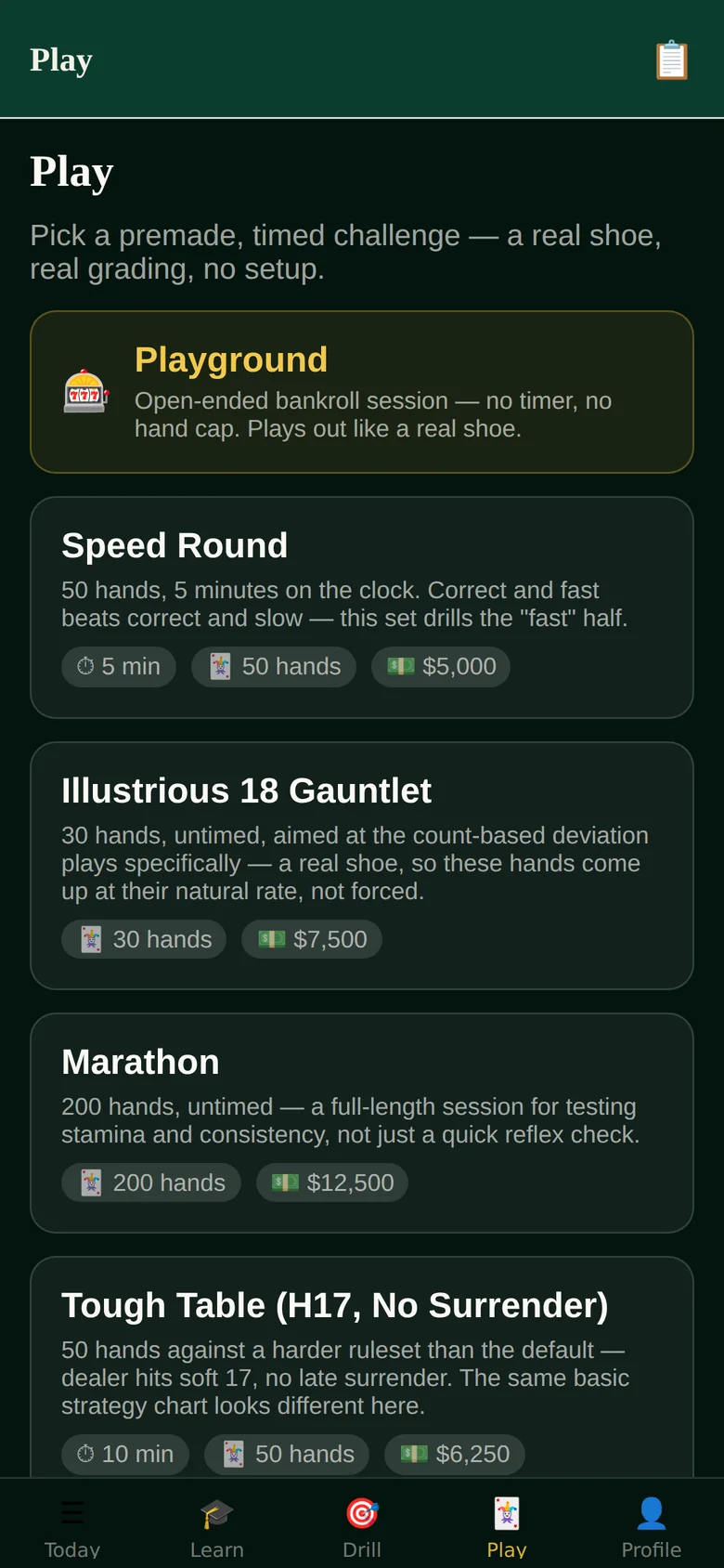 Challenge sets